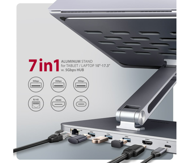 Axagon HMC-STND USB-C 5Gbps ALUMINUM STAND & HUB 7in1 - 1353487 - zdjęcie 5